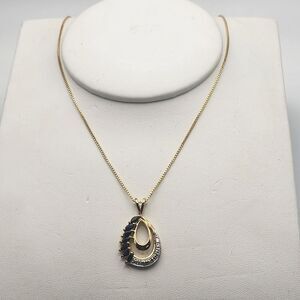 Vintage Ross Simons Gold Plated Sterling Silver, Sapphire, & Diamond Necklace